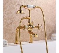 YCVAWEOD Tocca per Doccia da Bagno Moderna 1 Leva 2 Fori Caldi e Fredda a Doppia Maniglia a Croce e rubinetti della Vasca da Bagno Chrome LWX