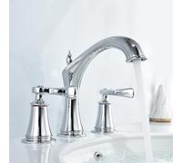 YCVAWEOD Tocche da Bagno a 3 Fori Doppio Manico Vintage Miscelatore a Tre Fori Tagliare Il lavandino del Bagno, placcatura LWX