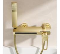 YCVAWEOD Tocche da Bagno con Focaccina con Doccia con Doccia a Manico Singolo a Parete Calda e Fredda Tocco da Bagno e Miscelatore per Doccia Set Spazzolato Oro Spazzolato LWX