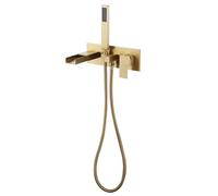 YCVAWEOD Tocche di Miscelatore da Bagno con Scacchi a Cascata in Oro Spazzolato per Bagno Bagno a Leva Singola Set di rubinetti per la Doccia LWX