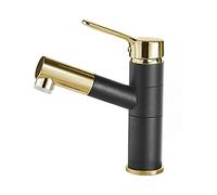 YCVAWEOD Tocchi di Bacino, rubinetti del Bacino Caldo e Freddo, Tap basinx Spray, rubinetti del lavandino del Bagno, tocchi, spruzzatore a tiro Verso Il Basso, Bagno/Nero + Argento/bacini Alti LWX