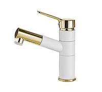 YCVAWEOD Tocchi di Bacino, rubinetti del Bacino Caldo e Freddo, Tap basinx Spray, rubinetti del lavandino del Bagno, tocchi, spruzzatore a tiro Verso Il Basso, Bagno/Nero + Argento/bacini Alti LWX