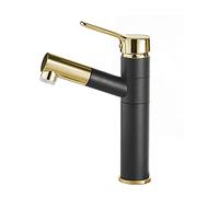 YCVAWEOD Tocchi di Bacino, rubinetti del Bacino Caldo e Freddo, Tap basinx Spray, rubinetti del lavandino del Bagno, tocchi, spruzzatore a tiro Verso Il Basso, Bagno/Nero + Argento/bacini Alti LWX