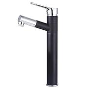 YCVAWEOD Tocchi di Bacino, rubinetti del Bacino Caldo e Freddo, Tap basinx Spray, rubinetti del lavandino del Bagno, tocchi, spruzzatore a tiro Verso Il Basso, Bagno/Nero + Argento/bacini Alti LWX