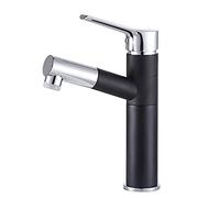 YCVAWEOD Tocchi di Bacino, rubinetti del Bacino Caldo e Freddo, Tap basinx Spray, rubinetti del lavandino del Bagno, tocchi, spruzzatore a tiro Verso Il Basso, Bagno/Nero + Argento/bacini Alti LWX