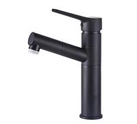 YCVAWEOD Tocchi di Bacino, rubinetti del Bacino Caldo e Freddo, Tap basinx Spray, rubinetti del lavandino del Bagno, tocchi, spruzzatore a tiro Verso Il Basso, Bagno/Nero + Argento/bacini Alti LWX