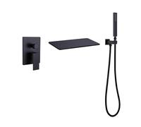 YCVAWEOD Vasca per Doccia Mixer Rubinetto a Parete Montato per Bagno Nero Mixer Tocco Bagno Freddo Mixer Tocca di Acqua Fredda Doccia, soffione e Tubo Set per i rubinetti del Bagno LWX