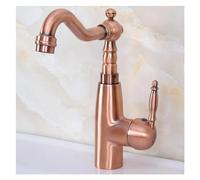 YCVAWEOD Veso da Bagno a v-intage antichi retrò in Rame Rossa Barra del lavandino del lavandino del lavandino a Foro Singolo Mixer per Becco Girevole, Rubinetto del lavello da Cucina LWX