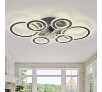 ycwdcz Lampada A LED con Ventilatore da Soffitto con Luce E Telecomando, 76cm Plafoniera con Ventilatore, 6 velocità, LED Dimmerabile per Soggiorno Camera da Letto Reversibile Lampadari Ventola-Black