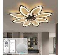 ycwdcz Ventilatore da Soffitto con Luce LED e Alexa Integrata, Ø90cm Design Floreale Moderno, Motore DC Silenzioso, Plafoniera Ventilatore Reversibile Dimmerabile per Camera da Letto e Soggiorno