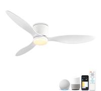 ycwdcz Ventilatore da Soffitto con Luce LED e Telecomando, 106cm Smart WiFi Compatibile con Alexa/Google Home, Motore DC Silenzioso, Reversibile Estate/Inverno, Basso Profilo per Camera da Letto