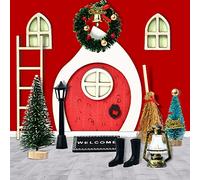 YCWSSB Porta degli Elfi Natale, 12 PCS Accessori per Porticina Legno, con Bella Confezione Regalo, Miniature Magica Incandescente di Notte