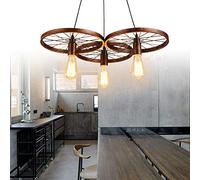 YCWZKJ Lampada a Sospensione a 3 Ruote Lampada da soffitto Vintage in Design Industriale Lampada a Sospensione Lampada a Sospensione retrò a Forma di Ruota di carro Lampadario in Metallo