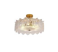 YCWZKJ Lampadario Moderno a Forma di Tamburo con Gocce di Pioggia in Cristallo, Illuminazione a LED da soffitto a Semi-Incasso, Lampada a Sospensione per Sala da Pranzo, Bagno, Camera da