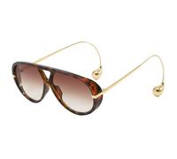 YCXMBH Occhiali da Sole ovali da Pilota Oversize da Donna, Montatura Grande, Occhiali da Sole Vintage a Doppio Raggio di Lusso for Donna, Occhiali da Sole da Esterno UV400(C4DemiDoubleBrown)