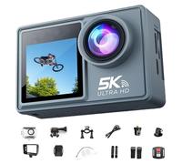 YCYATS Arlira Action Camera 5K Ultra HD, WiFi, Doppio Schermo, Stabilizzazione Anti-Shake, Grandangolo 170°, Impermeabile, Sport all’Aperto, Ciclismo, Moto (5K+Anti-shake+Telecomando)