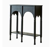 YCYHXJB Consolle Ingresso con Ripiano Portaoggetti, Tavolo Consolle Retrò a 2 Ripiani, Tavolino da Divano in Legno Massello con Gambe in Stile Romano per Ingresso, Ufficio, Corridoio(Black)