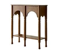 YCYHXJB Consolle Ingresso con Ripiano Portaoggetti, Tavolo Consolle Retrò a 2 Ripiani, Tavolino da Divano in Legno Massello con Gambe in Stile Romano per Ingresso, Ufficio, Corridoio(Brown)