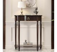 YCYHXJB Consolle Ingresso in Legno Massello, Tavolino da Divano Curvo in Stile Retrò con Cassetto, Mobile D'Ingresso per Soggiorno, Atrio e Corridoio(Black,60 * 30 * 90cm/24 * 12 * 35in)