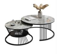 YCYHXJB Tavolini Rotondi ad Incasso con Contenitore, Tavolino da Salotto Rotondo, Coffee Table Centrale in Finto Marmo per Soggiorno, Ufficio, Camera da Letto(Black,60cm/24in)