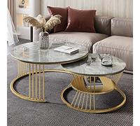 YCYHXJB Tavolini Rotondi ad Incasso con Contenitore, Tavolino da Salotto Rotondo, Coffee Table Centrale in Finto Marmo per Soggiorno, Ufficio, Camera da Letto(Gold,70cm/28in)