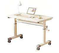 YCYHXJB Tavolo Ufficio con Ruote, Scrivania Gaming Regolabile in Altezza Manualmente, Scrivania Studio Ergonomico per Studio e Camera da Letto(White,100 * 60cm/39.4 * 24in)