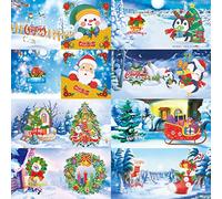 ycyingcheng 5D biglietti di auguri di Natale 5D DIY Diamond Painting, strass ricamo pittura arti artigianali Xmas Birthday Cards per la famiglia amici amanti, 8pcs