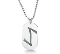 YCYR Vichingo Norreno 24 Futhark Runa Simbolo Amuleto Collana, Unisex in Acciaio Inox Medaglietta di Riconoscimento Coppie Gioielli Personalizzati Ciondolo Amore,Eihwaz Silver