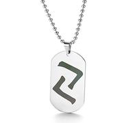 YCYR Vichingo Norreno 24 Futhark Runa Simbolo Amuleto Collana, Unisex in Acciaio Inox Medaglietta di Riconoscimento Coppie Gioielli Personalizzati Ciondolo Amore,Jera Silver
