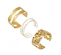 YCZCHE14 Bracciale Rigido in oro Traforato 3 Pezzi Versione Larga Goldene Bracciale Rigido Donna Bracciale Braccio Superiore Avvolgente Regolabile Stile Bohemien Per Donne E Ragazze(Dorato)