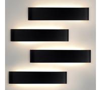 YCZM Applique da Parete Interno 18W,Lampada LED Parete Interni 3000K/4000K/6500K Temperature a tre colori opzionale,Applique LED da Parete Interno 28CM 2160LM,Lampada a Muro 4 Pezzi Nero