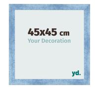 yd. Cornice 45x45 cm Blu Acceso Spazzato - Cornice in MDF Pisa | Your Decoration, Vetro acrilico antiriflesso, Montaggio a parete, Adatta per foto, poster o puzzle, Made in Holland