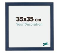 yd. Your Decoration - Cornice 35x35 cm - Cornice Decorativa Parete in Legno con Vetro in acryl - Antiriflesso - Ottima Qualità - Blu Scuro Spazzato - Mura