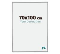 yd. Your Decoration - Cornice 70x100 cm - Argento Lucente - Cornice Decorativa Parete in Plastica con Vetro in acryl - Antiriflesso - 70x100 Cornice - Annecy