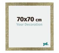 yd. Your Decoration - Cornice 70x70 cm - Cornice Decorativa Parete in Legno con Vetro in acryl - Antiriflesso - Ottima Qualità - Oro Antico - Mura