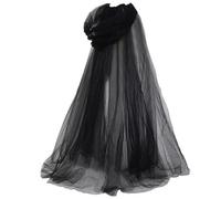 YDAKGUEY Costume di Halloween da donna, mantello nero per adulti, mantello trasparente con cappuccio, velo coprente per la testa per Halloween, costume da strega, fantasma, sposa, mantello cosplay