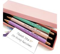 YDAKGUEY Set di 3 penne a sfera nere con incisione, set di penne a sfera con scritta "Thank You", per una scrittura fluida, un regalo divertente e ispiratore