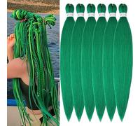 YDDM Capelli Per Treccine Africane Verde Extension Treccine Texture Yaki Easy Install per Principianti 32 Pollici 6 Pezzi Capelli Leggeri e Naturali per Box Braids, Twist e Crochet