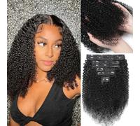 YDDM Kinky Curly Extension Clip Capelli Veri 22 Inch 120g 8Pezzi 20 Clips Remy Hair Double Weft Clip in Human Hair Extensions Full Head Capelli Brasiliani