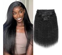YDDM Kinky Straight Extension Clip Capelli Veri 22 Inch 120g 8Pezzi 20 Clips Remy Hair Double Weft Clip in Human Hair Extensions Full Head Capelli Brasiliani