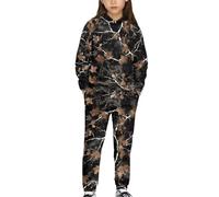 YDFISH 2PCS Jogger Outfits Set Moda Tuta Manica Lunga Pullover Felpa Pantaloni della Tuta Autunno Trendy Tuta 5-12 Y, Foglie morte della giungla mimetica, 9-10 Years