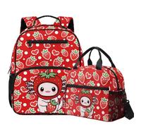 YDFISH Set di zaini per ragazze della scuola 2 pezzi borsa per la scuola per bambini con borsa per il pranzo 33,5 cm ragazze Bookbag set per la scuola materna, Axolotl alla fragola, S, Classico