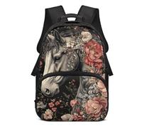 YDFISH Zaini per bambini Borsa per libri estetici per ragazze adolescenti zaino per laptop zaino zaino scuola elementare medio liceo, Cavallo floreale., Medium