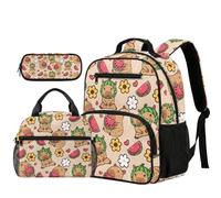 YDFISH Zaino carino per la scuola 3 pezzi prescolare bambini Bookbag e Lunch Box Set 13,5 pollici borsa scuola per asilo, Topo Acqua Floreale Anguria, S, Classico