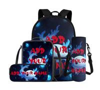 YDFISH Zaino scolastico per ragazzi dai 4 agli 8 anni, leggero, con borsa per il pranzo, 4 pezzi, set di libri per bambini per la scuola, Personalizzato Carino Blu Axolotl, M, Classico