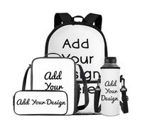 YDFISH Zaino scolastico per ragazzi dai 4 agli 8 anni, leggero, con borsa per il pranzo, 4 pezzi, set di libri per bambini per la scuola, Aggiungi il tuo design, M, Classico