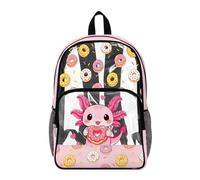 YDFISH Zaino trasparente per la scuola, leggero, trasparente, 43 cm, borsa per libri trasparente per viaggi e lavoro, Axolotl Ciambella, L, Classico