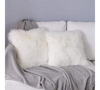 YDFYX Federa Cuscino,in Lana Artificiale Fodera per Cuscino, Super Soft Fodera per Cuscino in Pelle Deluxe Home Decor Decorativo Camera da Letto Federa Divano (2Pcs Bianco, 45X45 cm)