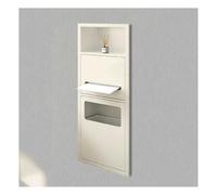 YDHFCD Nicchia a Muro Inox con Porta Rotolo Integrato | Cestino Estraibile, Risparmio Spazio, Antiruggine, Senza Piastrelle(Beige,70x20x13.5cm)
