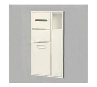 YDHFCD Nicchia a Muro Inox con Porta Rotolo Integrato | Cestino Estraibile, Risparmio Spazio, Antiruggine, Senza Piastrelle(Beige,67x40x14cm)